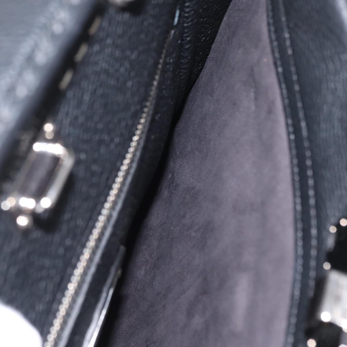 FENDI Selleria Peek A Boo Fit Hand Bag Leather 2way Black Silver Auth ka1663