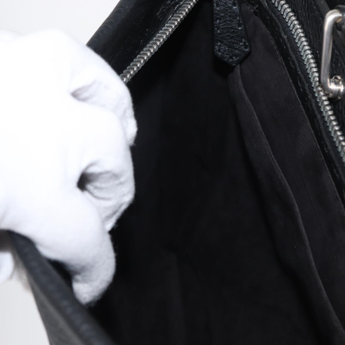 FENDI Selleria Peek A Boo Fit Hand Bag Leather 2way Black Silver Auth ka1663