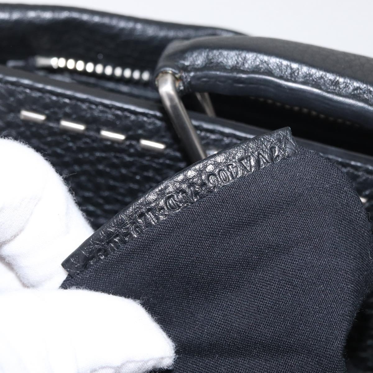 FENDI Selleria Peek A Boo Fit Hand Bag Leather 2way Black Silver Auth ka1663