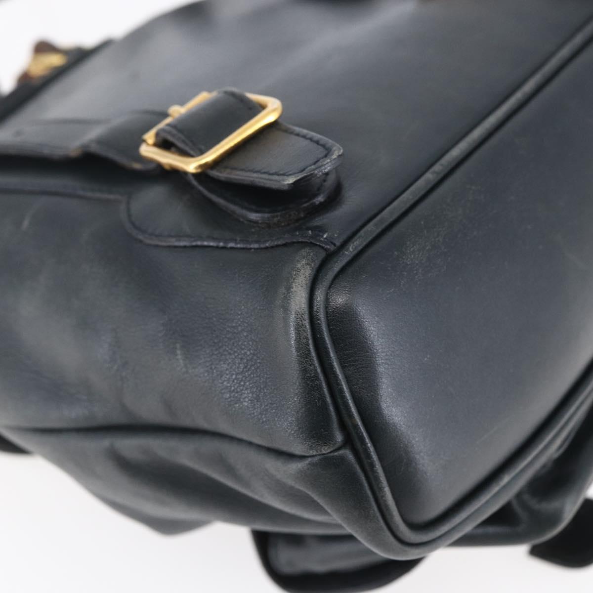 GUCCI Bamboo Backpack Leather Black Gold 003 1956 0030 Auth ka167