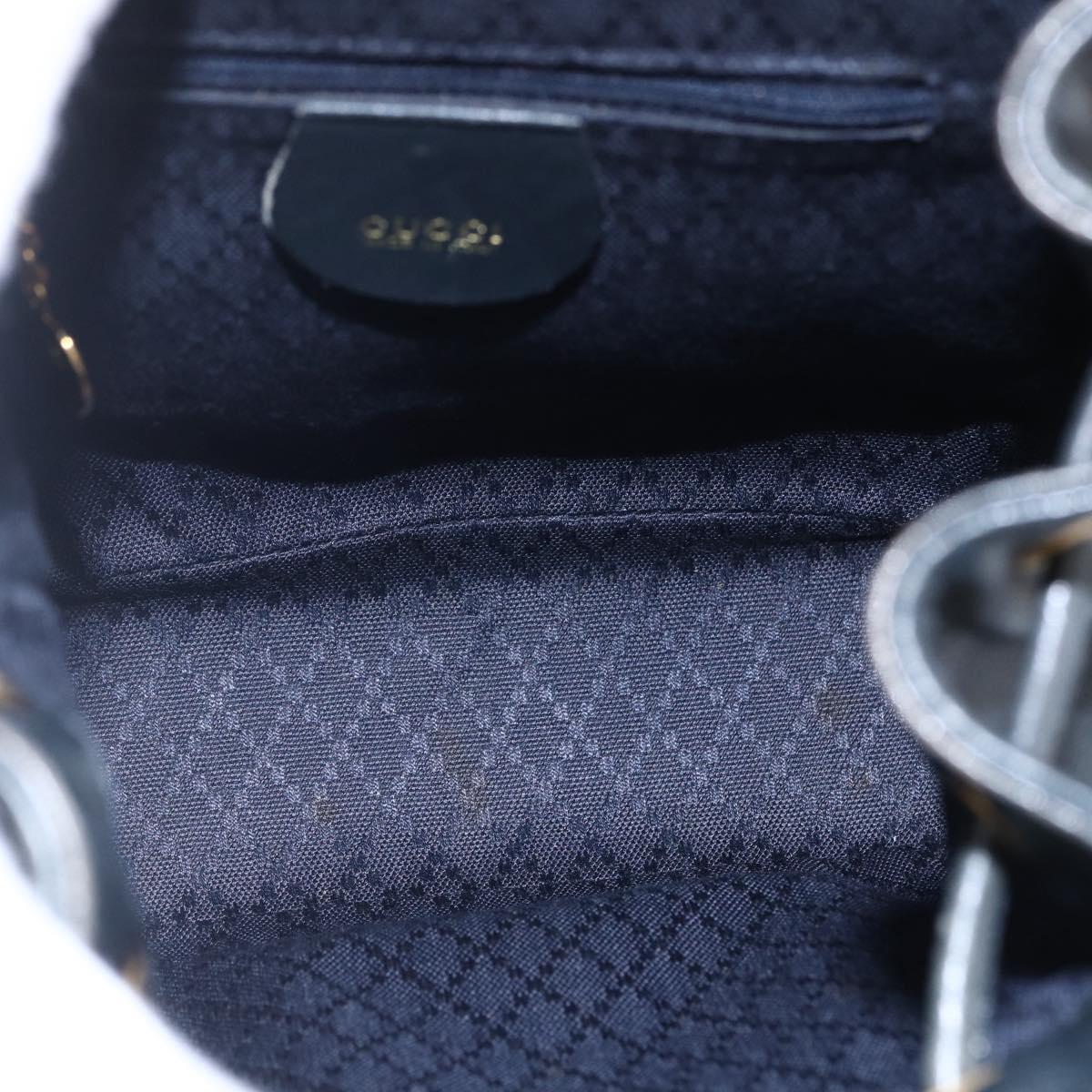 GUCCI Bamboo Backpack Leather Black Gold 003 1956 0030 Auth ka167