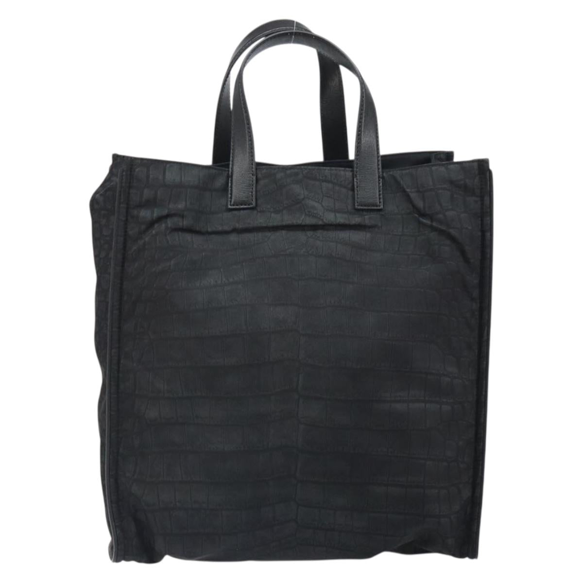 FENDI Hand Bag Nylon Black Silver Auth ka1675V
