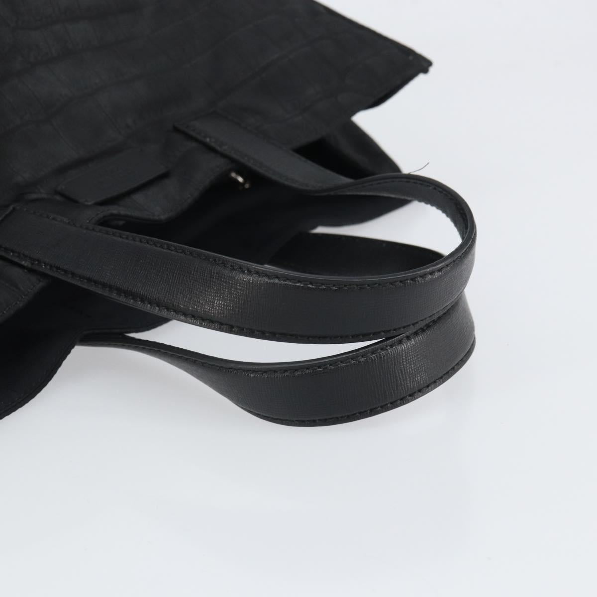 FENDI Hand Bag Nylon Black Silver Auth ka1675V