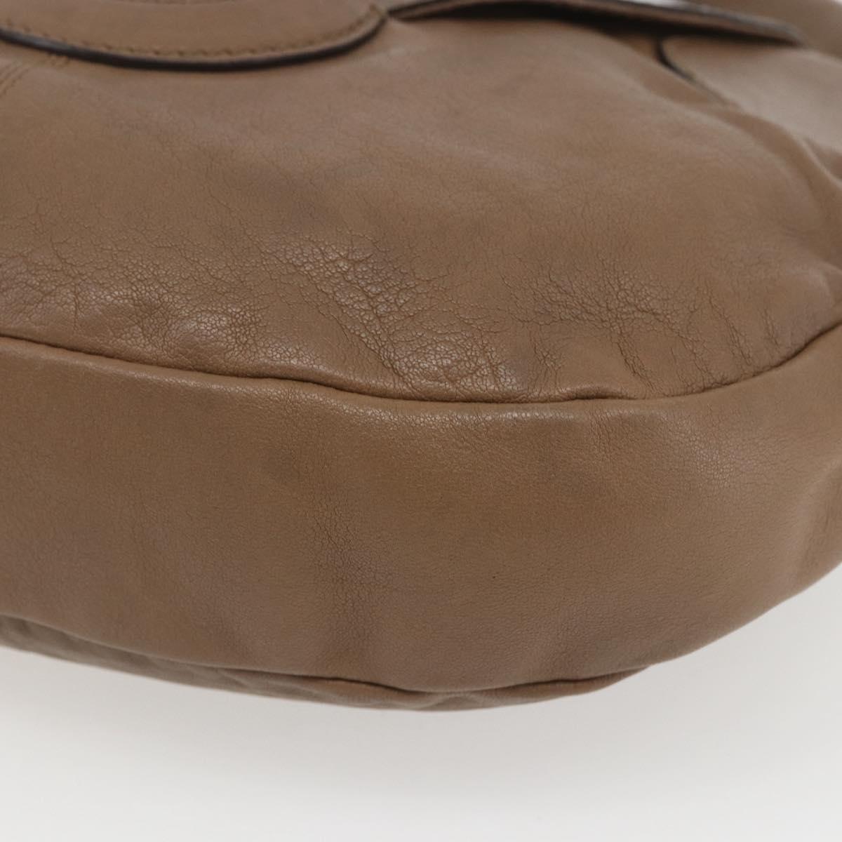 Salvatore Ferragamo Gancini Shoulder Bag Leather Beige Auth ka1679