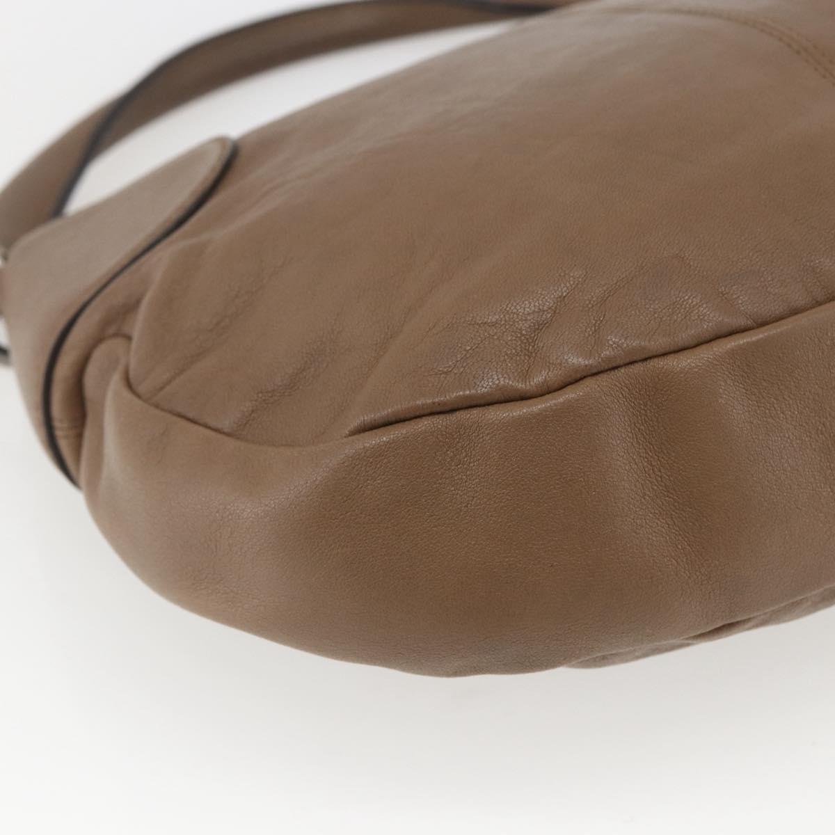 Salvatore Ferragamo Gancini Shoulder Bag Leather Beige Auth ka1679