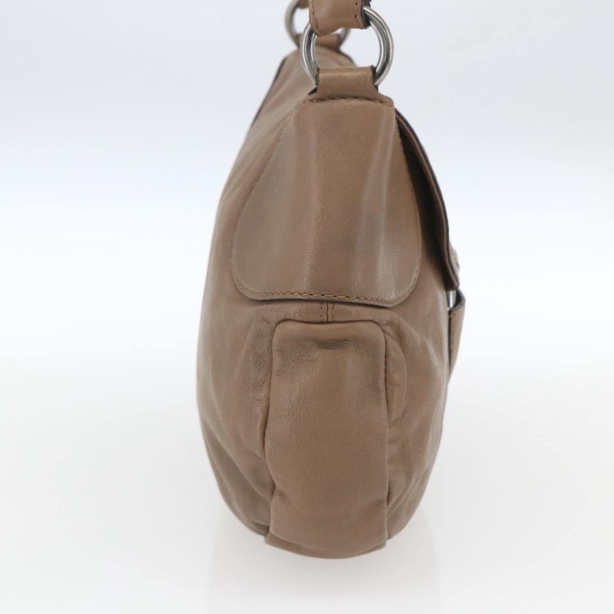 Salvatore Ferragamo Gancini Shoulder Bag Leather Beige Auth ka1679