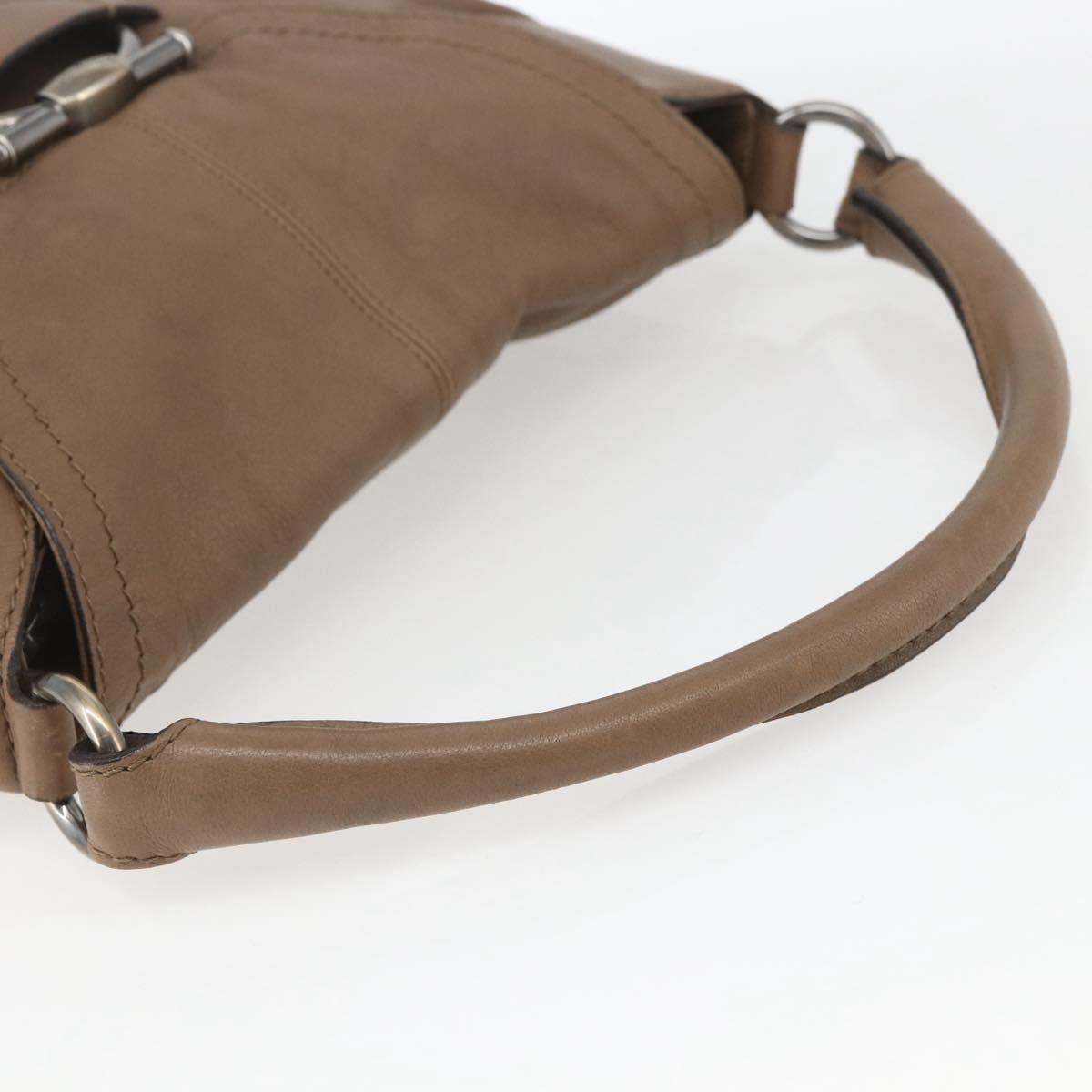 Salvatore Ferragamo Gancini Shoulder Bag Leather Beige Auth ka1679