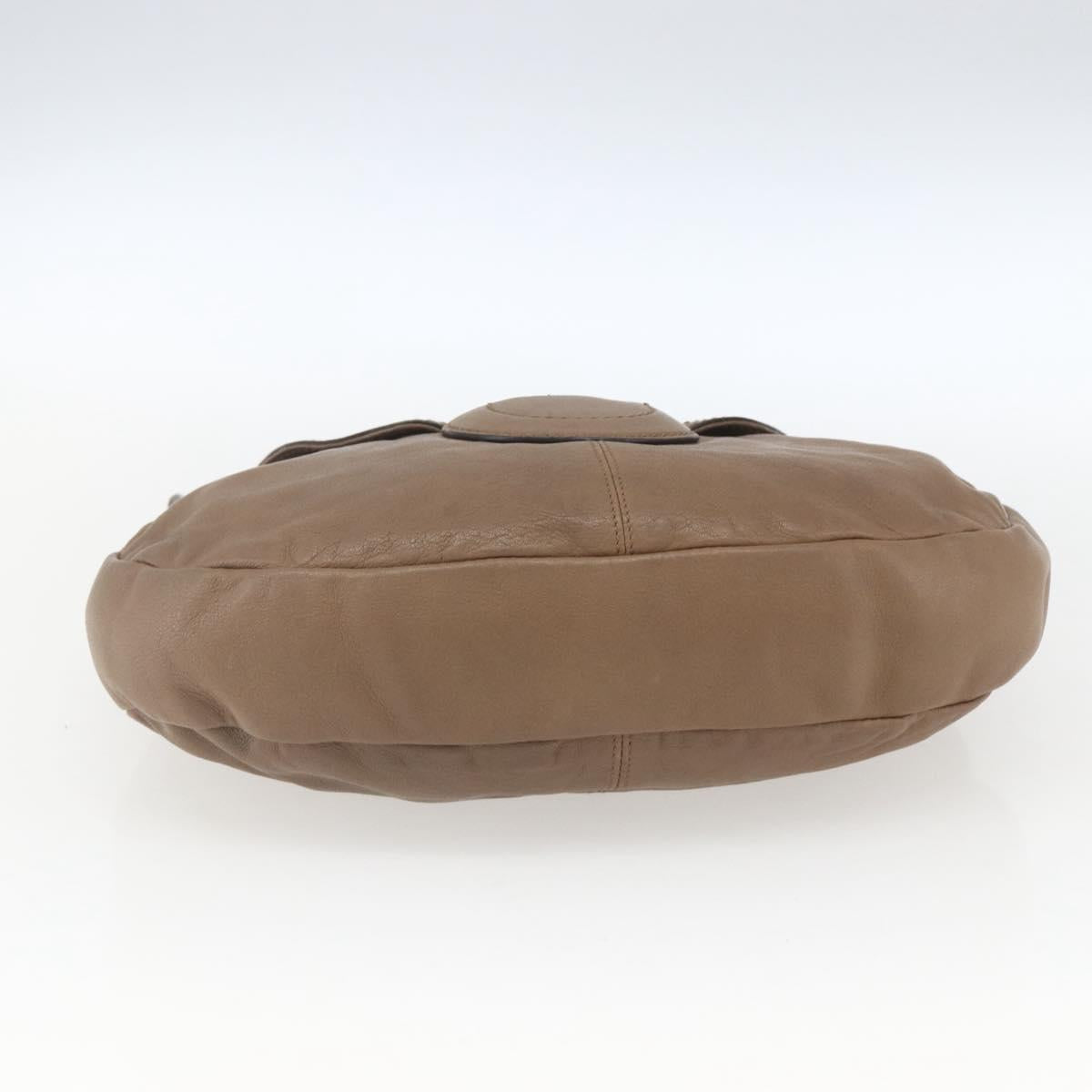 Salvatore Ferragamo Gancini Shoulder Bag Leather Beige Auth ka1679