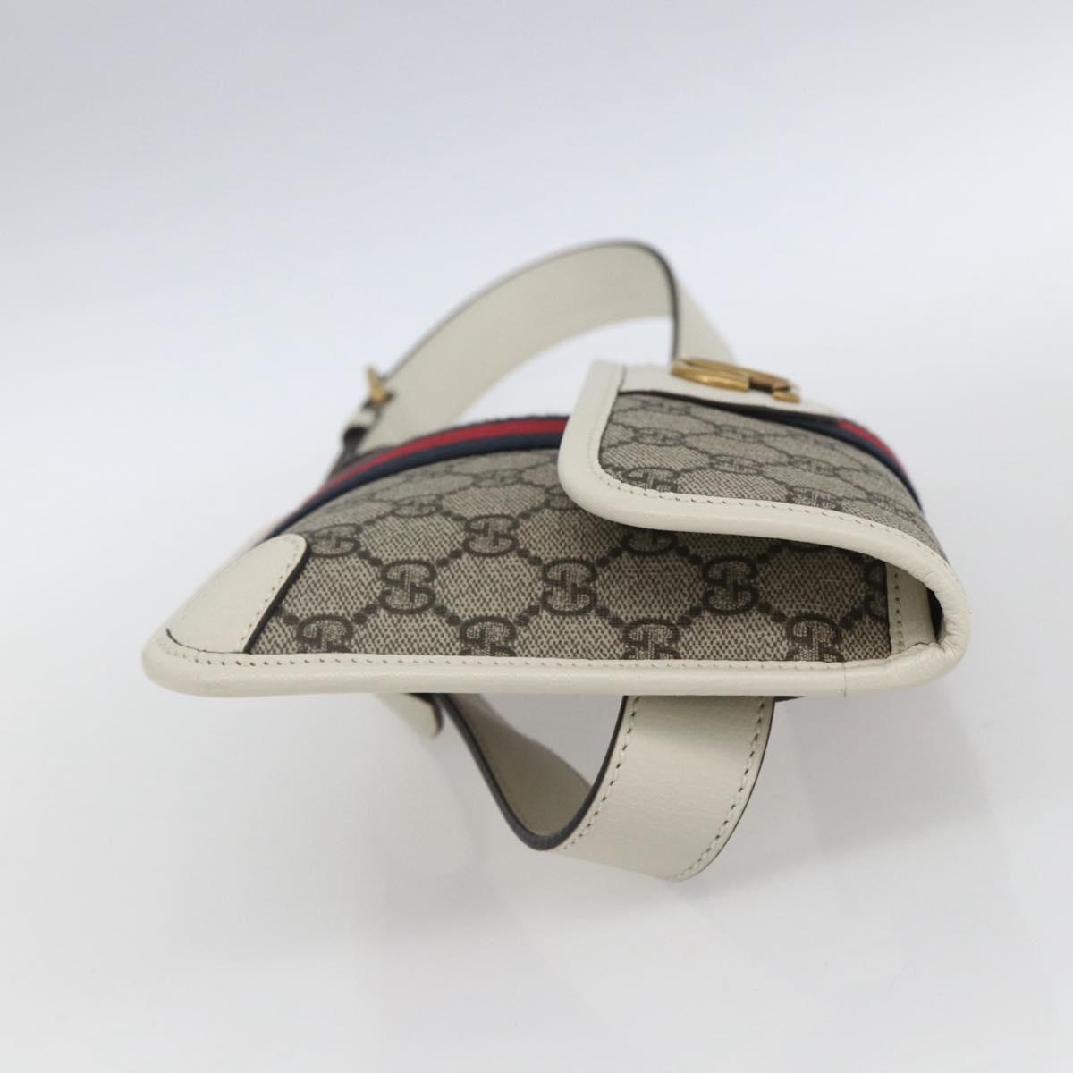 GUCCI GG Supreme Sherry Line GG Marmont Waist bag PVC Beige Auth ka1681M