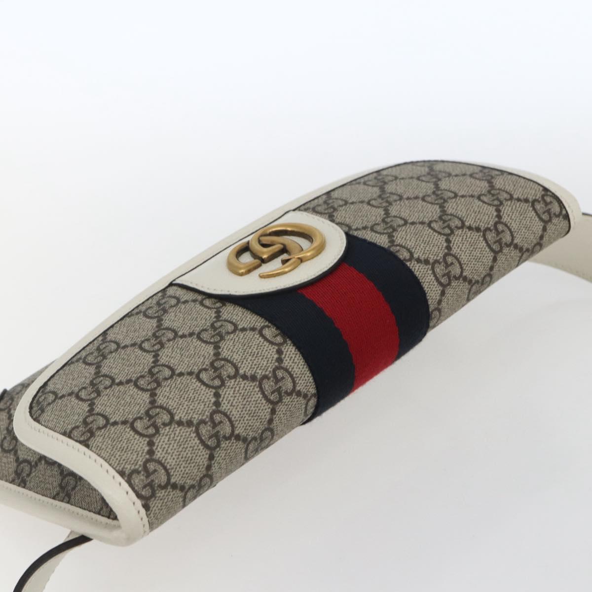 GUCCI GG Supreme Sherry Line GG Marmont Waist bag PVC Beige Auth ka1681M