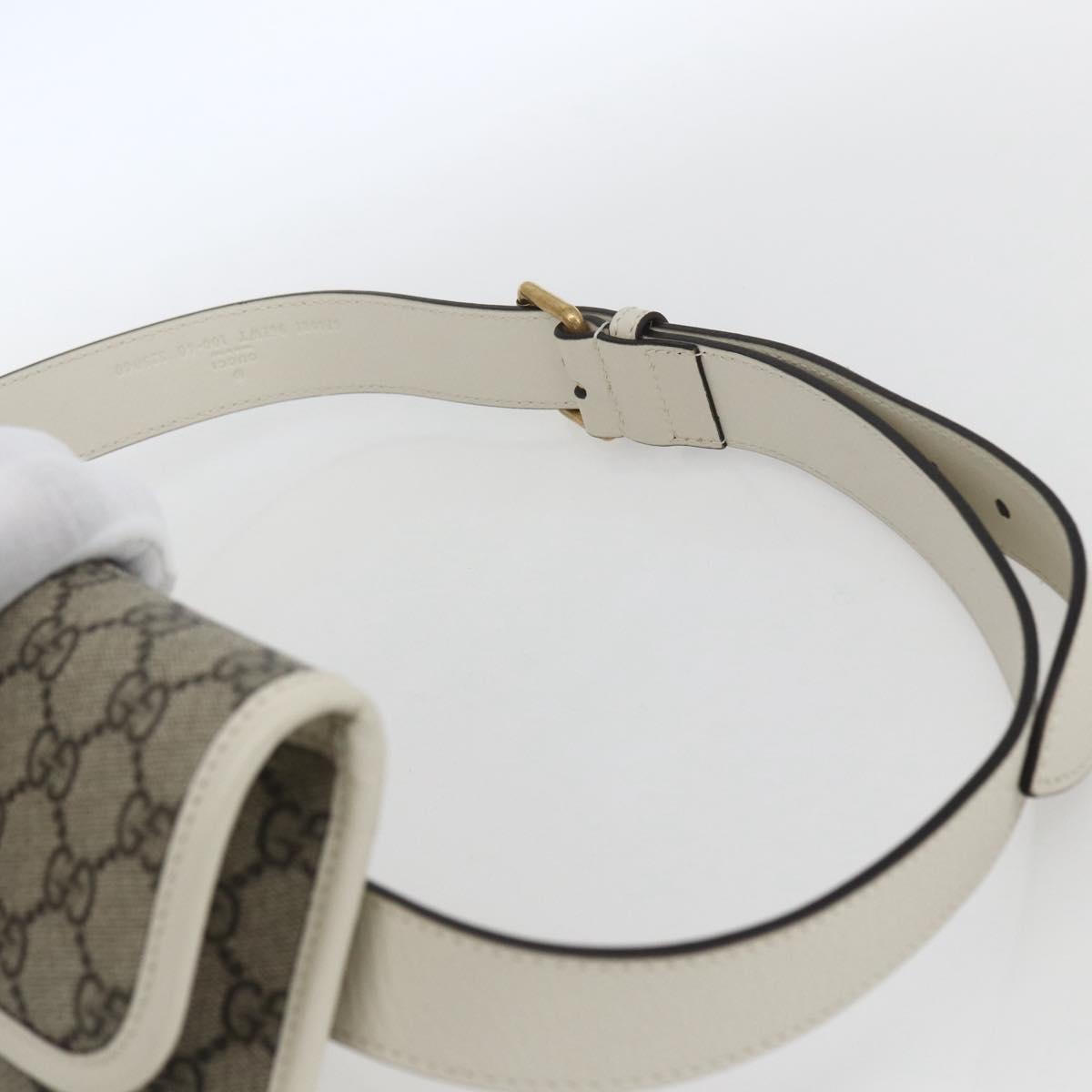 GUCCI GG Supreme Sherry Line GG Marmont Waist bag PVC Beige Auth ka1681M