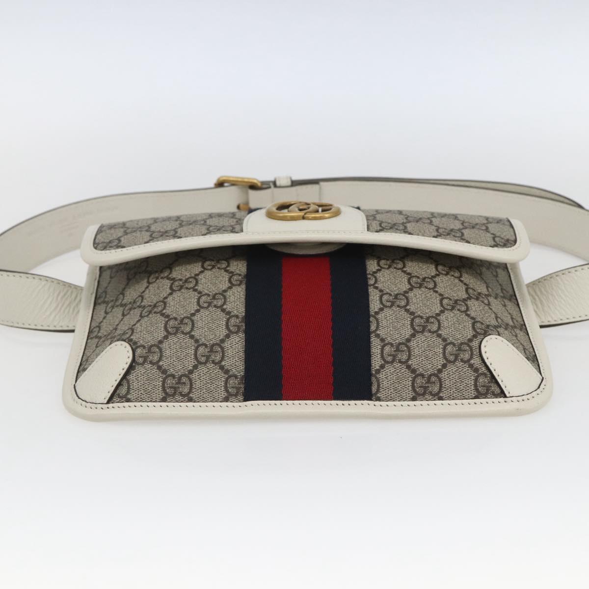 GUCCI GG Supreme Sherry Line GG Marmont Waist bag PVC Beige Auth ka1681M