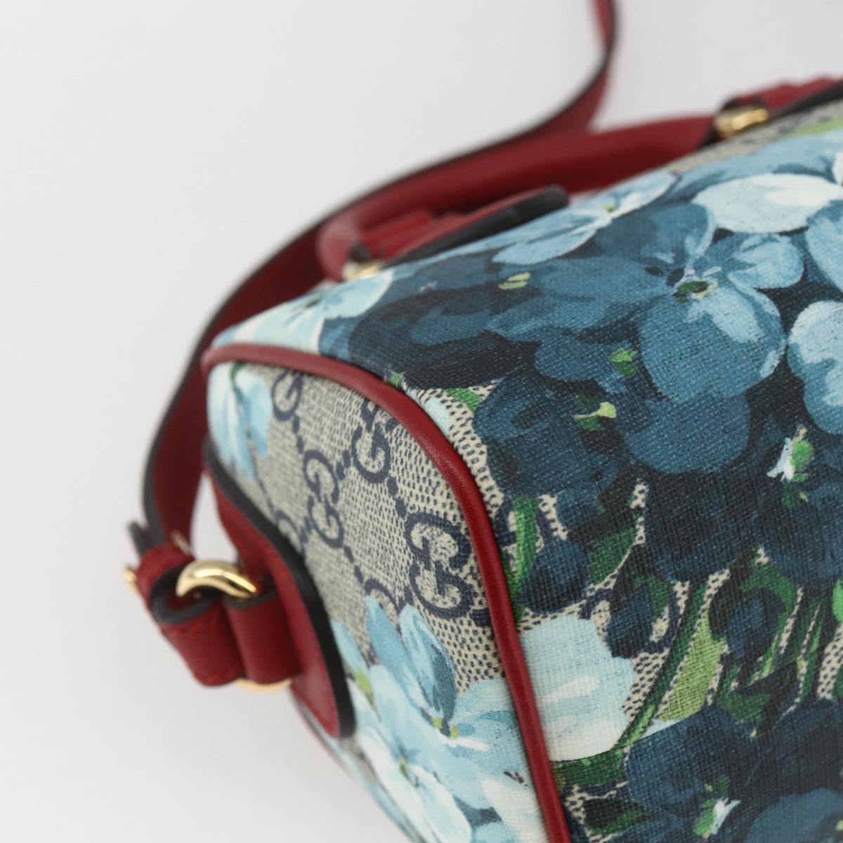 GUCCI GG Blooms Mini Boston Bag PVC 2way Red Navy 432123 Auth ka1682SAM