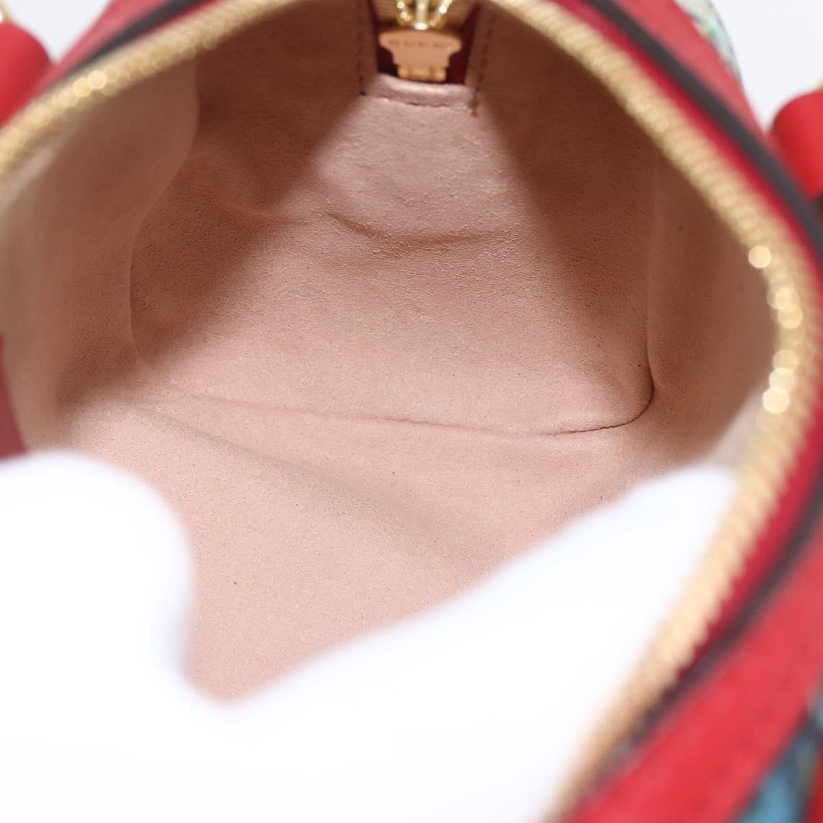 GUCCI GG Blooms Mini Boston Bag PVC 2way Red Navy 432123 Auth ka1682SAM