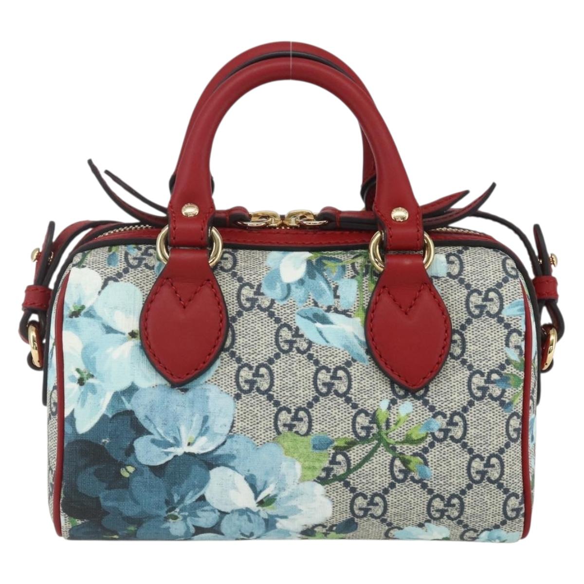 GUCCI GG Blooms Mini Boston Bag PVC 2way Red Navy 432123 Auth ka1682SAM