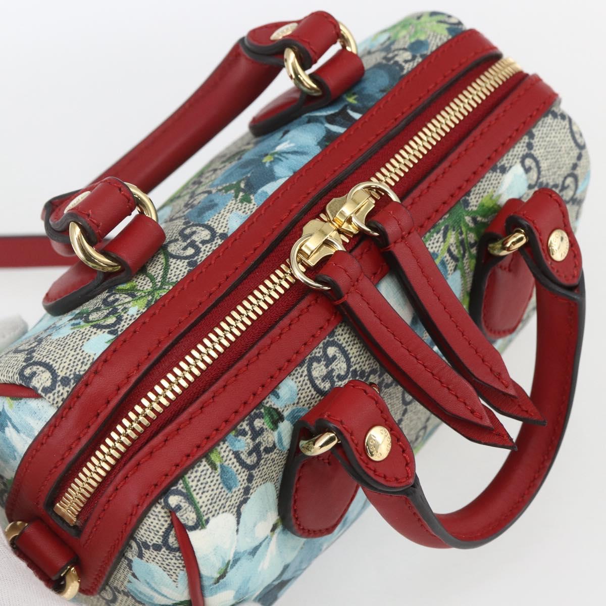 GUCCI GG Blooms Mini Boston Bag PVC 2way Red Navy 432123 Auth ka1682SAM