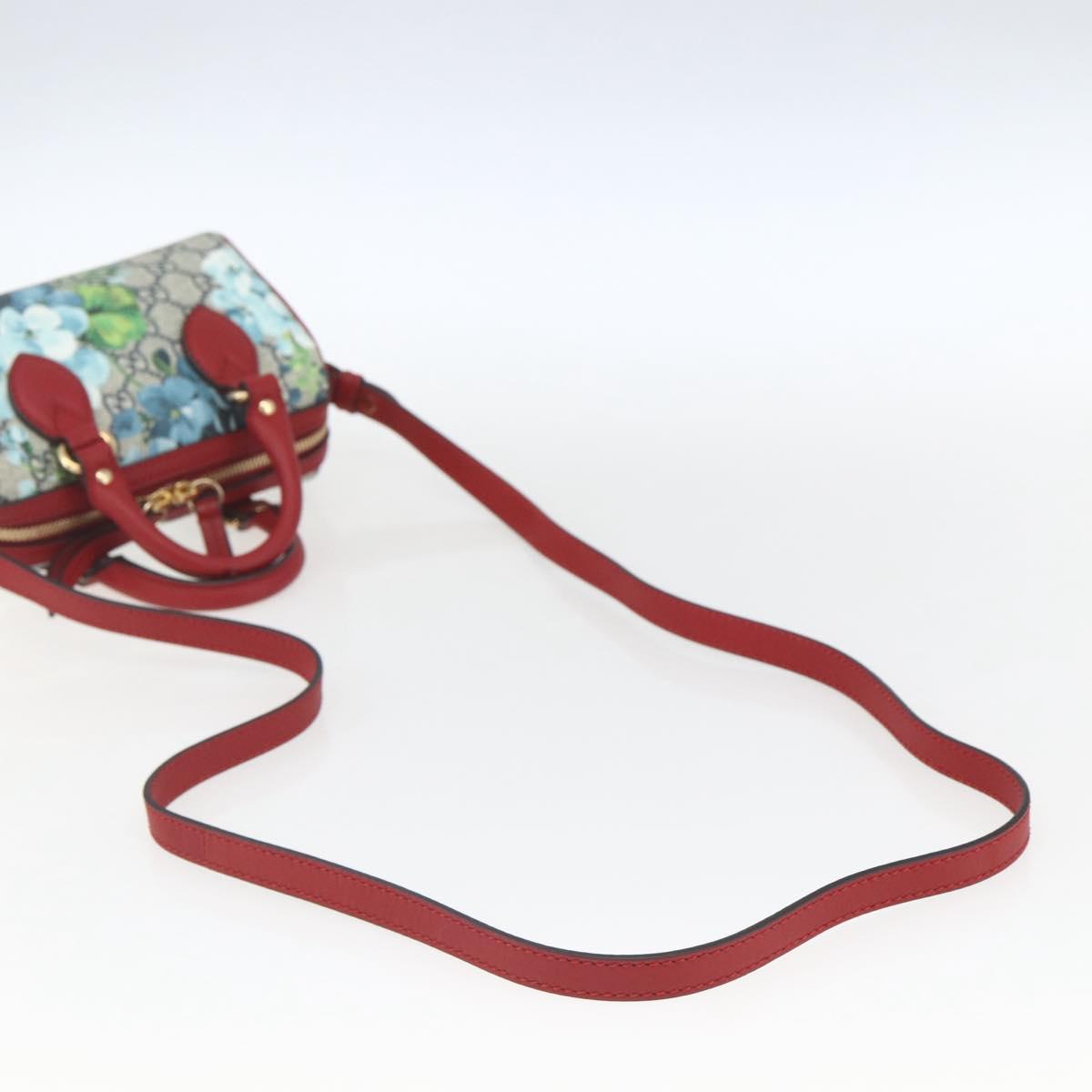 GUCCI GG Blooms Mini Boston Bag PVC 2way Red Navy 432123 Auth ka1682SAM