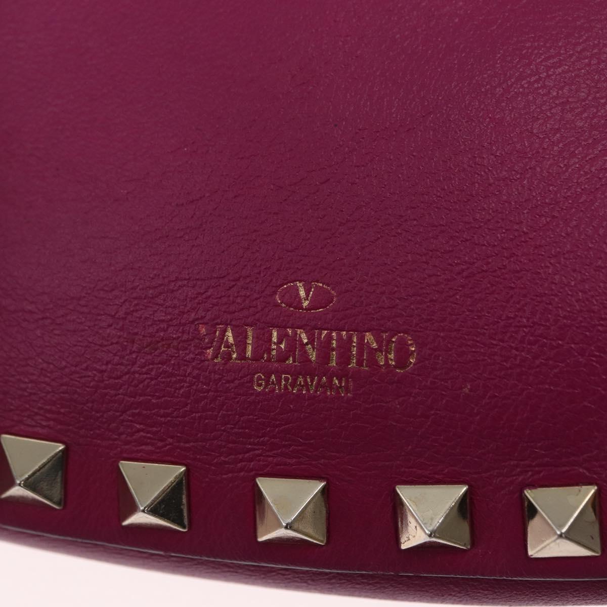 VALENTINO Chain Shoulder Bag Leather Pink Gold Auth ka1685