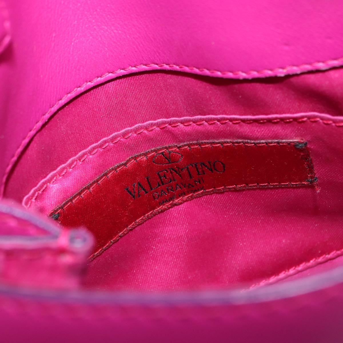 VALENTINO Chain Shoulder Bag Leather Pink Gold Auth ka1685
