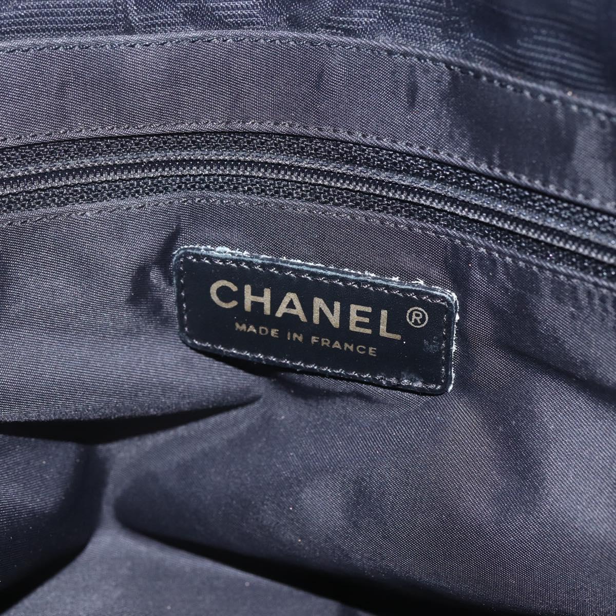 CHANEL New Travel Line Tote Bag Nylon Black Gold CC Auth ka1688