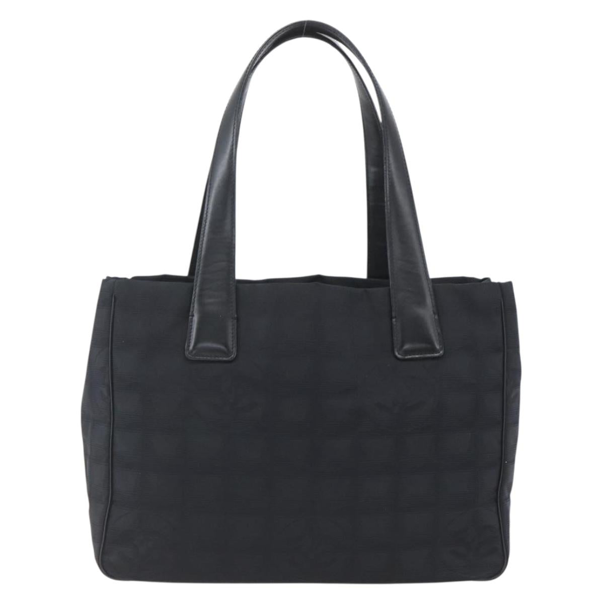 CHANEL New Travel Line Tote Bag Nylon Black Gold CC Auth ka1688