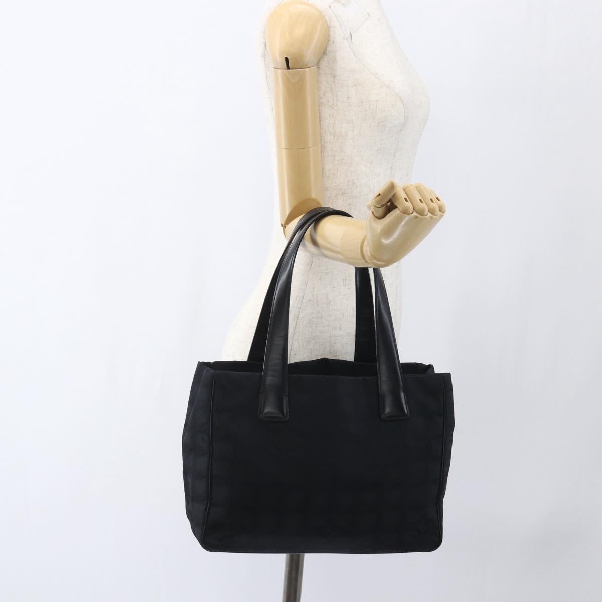 CHANEL New Travel Line Tote Bag Nylon Black Gold CC Auth ka1688