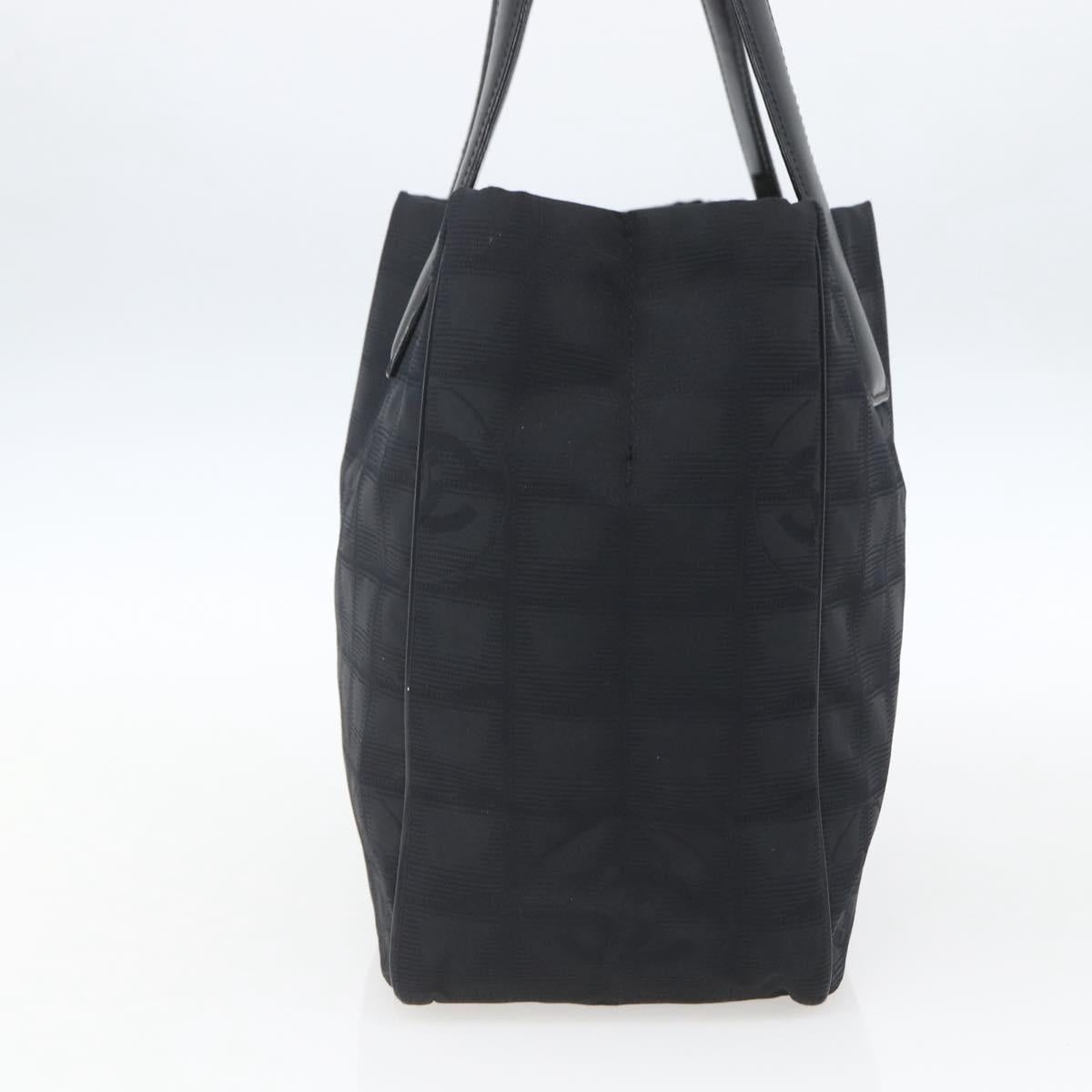 CHANEL New Travel Line Tote Bag Nylon Black Gold CC Auth ka1688
