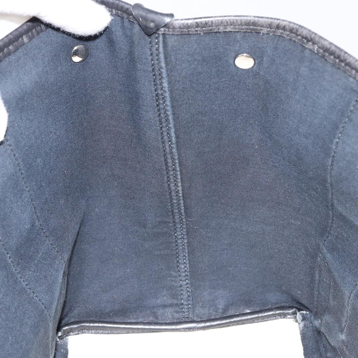 BALENCIAGA Navy Kabas S Hand Bag Canvas Black White 339933 Auth ka169