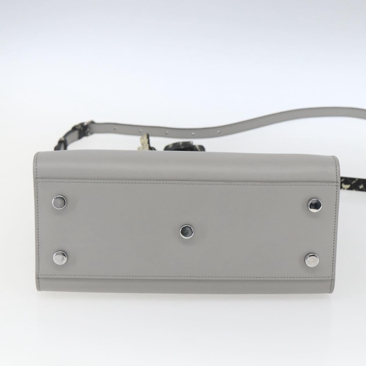 SAINT LAURENT Sac De Jour Baby Hand Bag Leather 2way Gray Silver Auth ka1699SAM