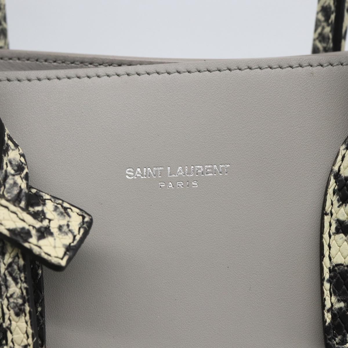 SAINT LAURENT Sac De Jour Baby Hand Bag Leather 2way Gray Silver Auth ka1699SAM