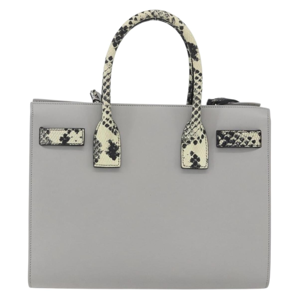 SAINT LAURENT Sac De Jour Baby Hand Bag Leather 2way Gray Silver Auth ka1699SAM