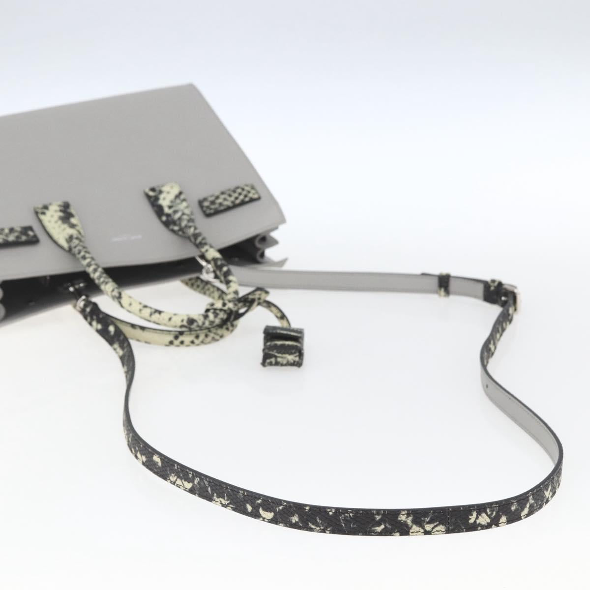 SAINT LAURENT Sac De Jour Baby Hand Bag Leather 2way Gray Silver Auth ka1699SAM