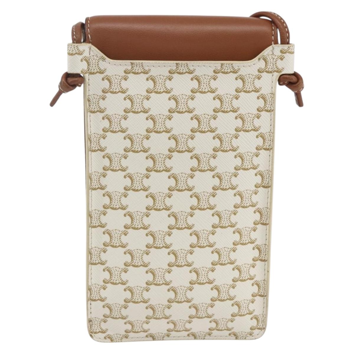 CELINE Triomphe Pouch Shoulder Bag PVC Beige Auth ka1704V