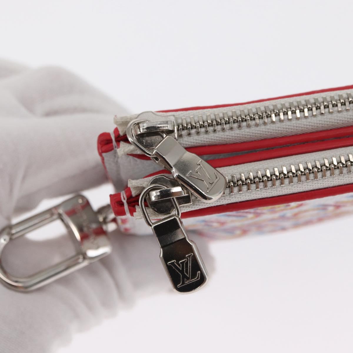 LOUIS VUITTON Damier Spray Double Zip Card Holder White M81430 LV Auth ka1706M