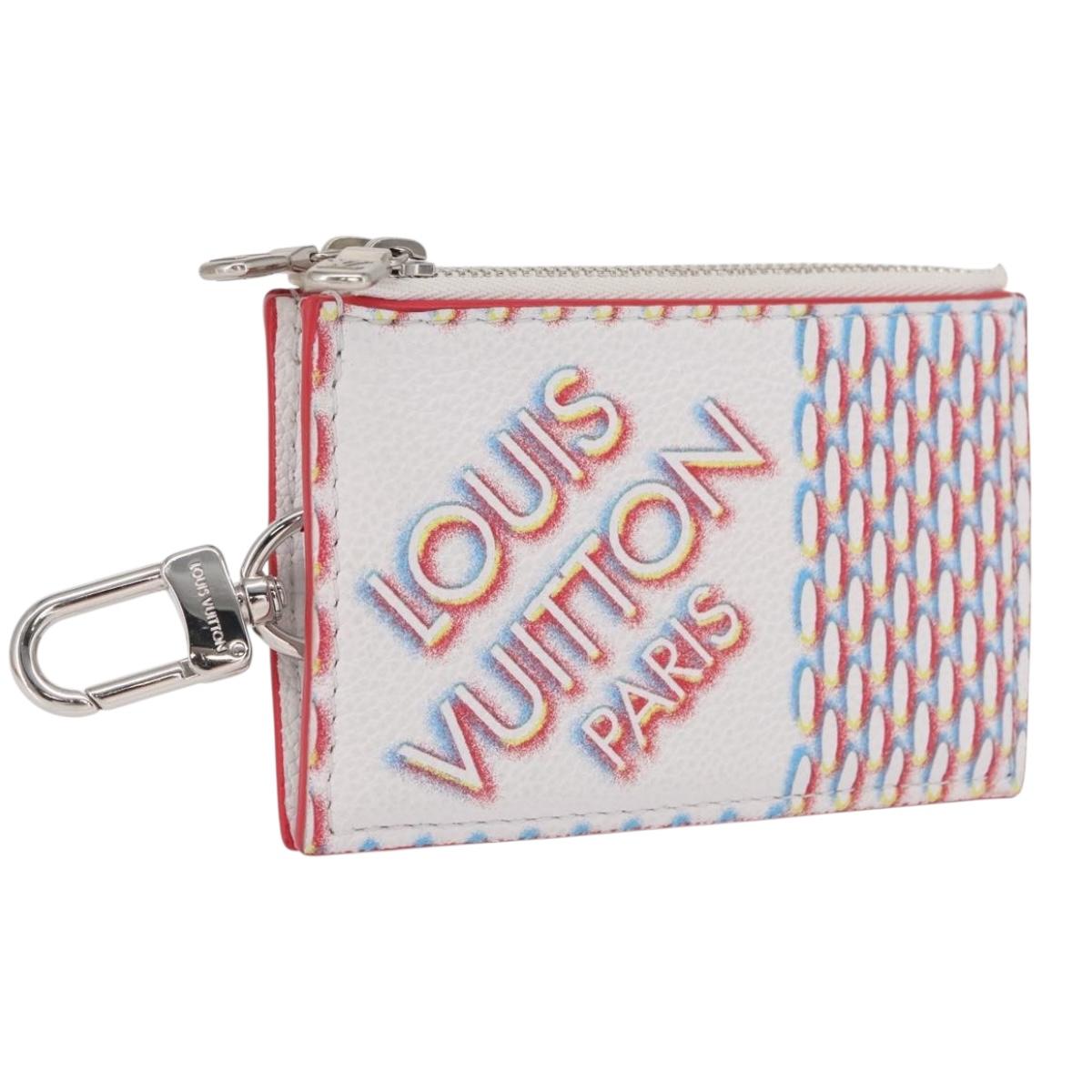 LOUIS VUITTON Damier Spray Double Zip Card Holder White M81430 LV Auth ka1706M