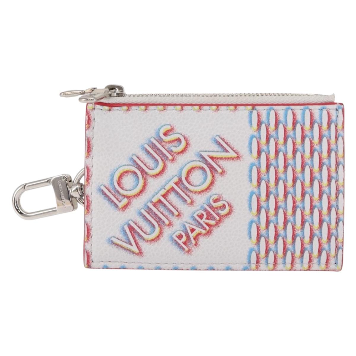LOUIS VUITTON Damier Spray Double Zip Card Holder White M81430 LV Auth ka1706M