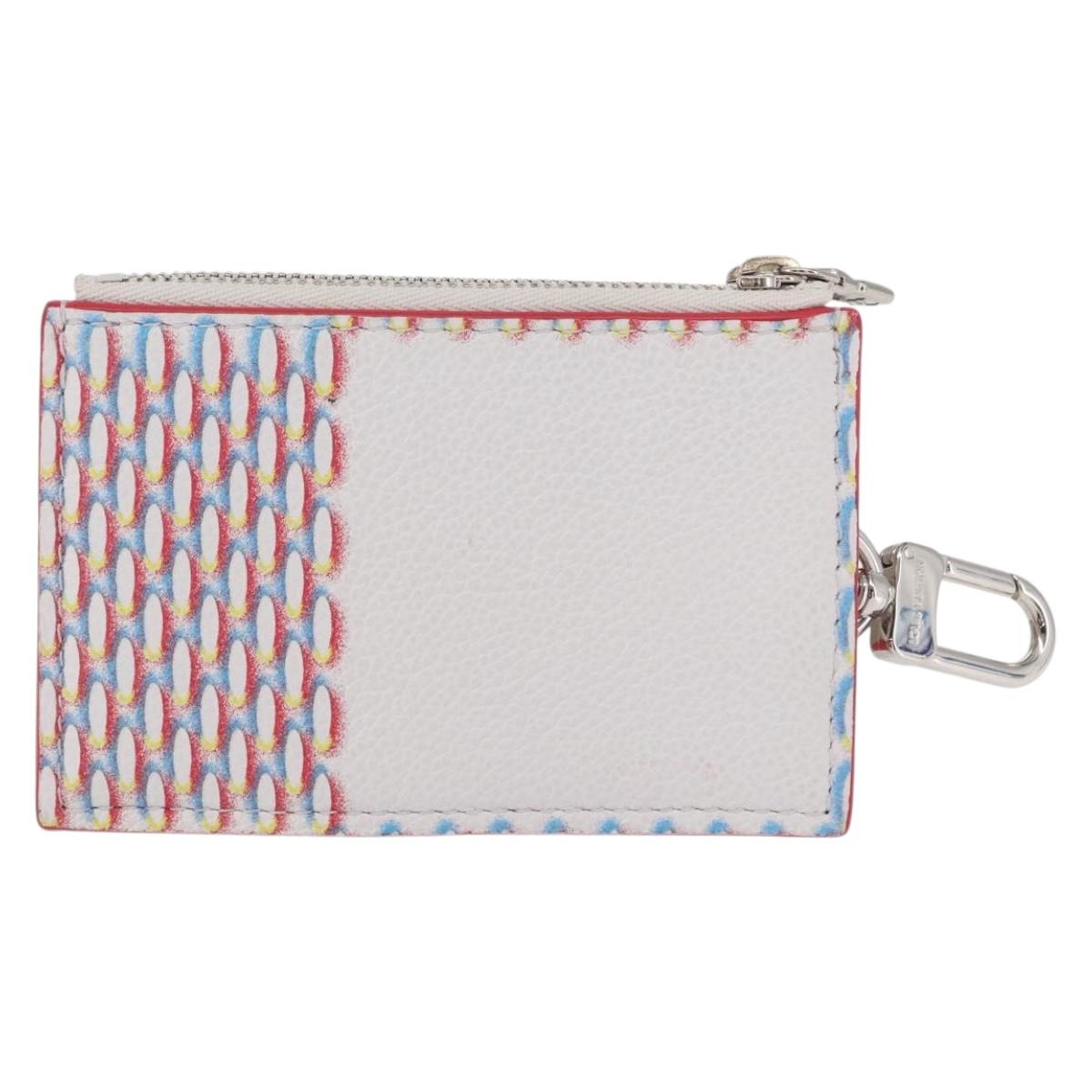 LOUIS VUITTON Damier Spray Double Zip Card Holder White M81430 LV Auth ka1706M