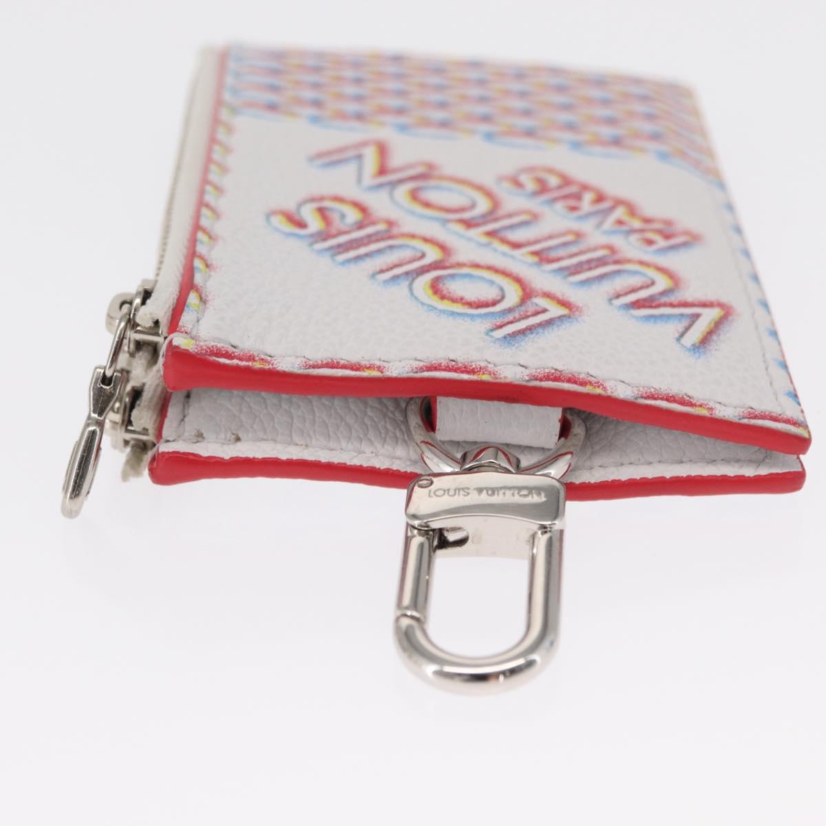 LOUIS VUITTON Damier Spray Double Zip Card Holder White M81430 LV Auth ka1706M