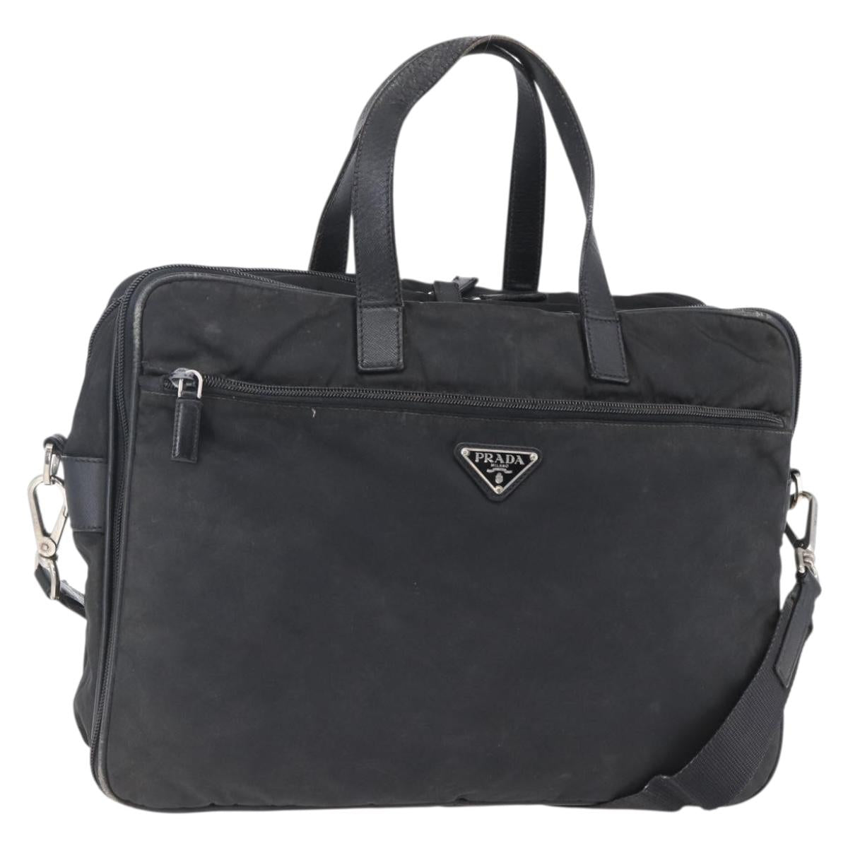 PRADA Hand Bag Nylon 2way Black Silver Auth ka171