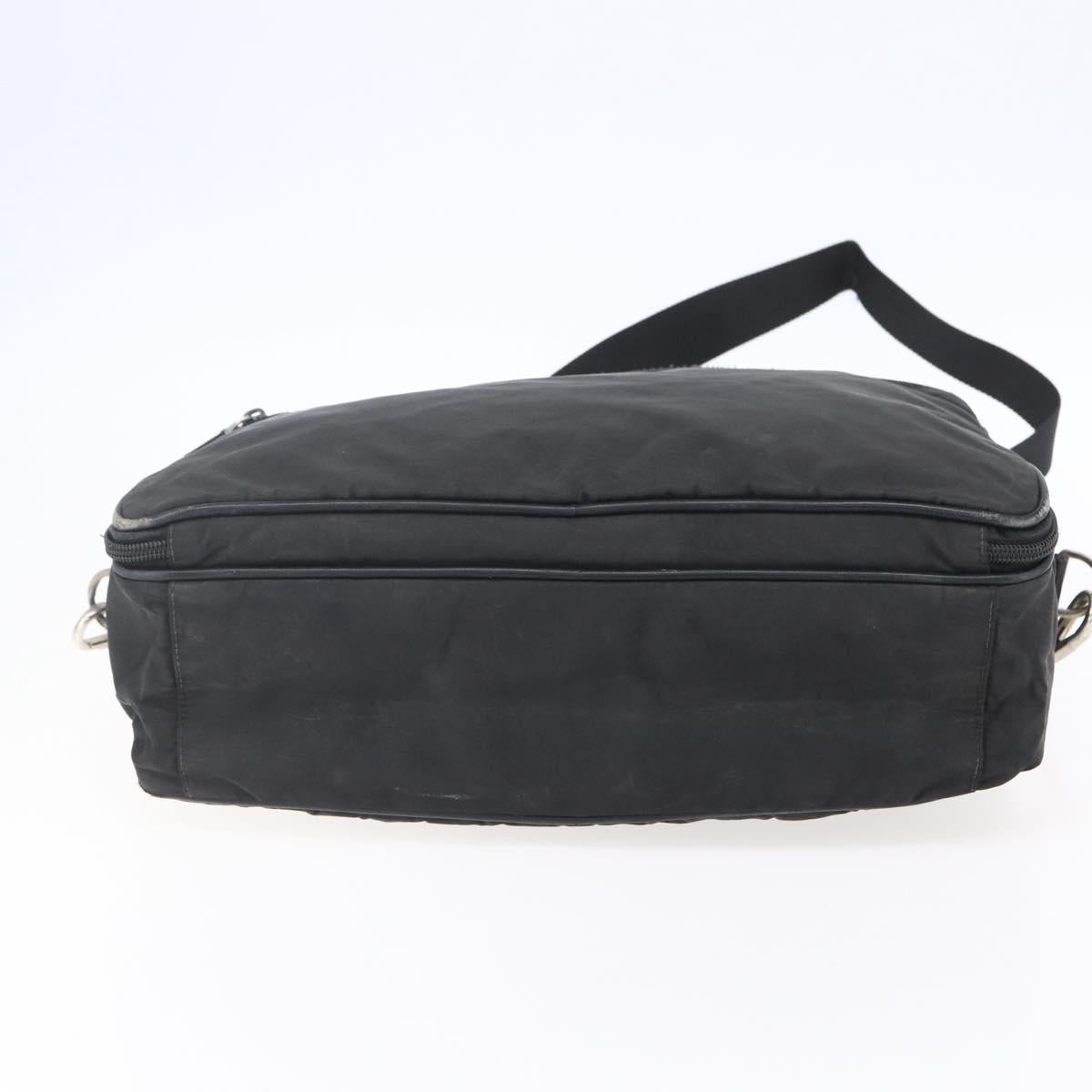 PRADA Hand Bag Nylon 2way Black Silver Auth ka171