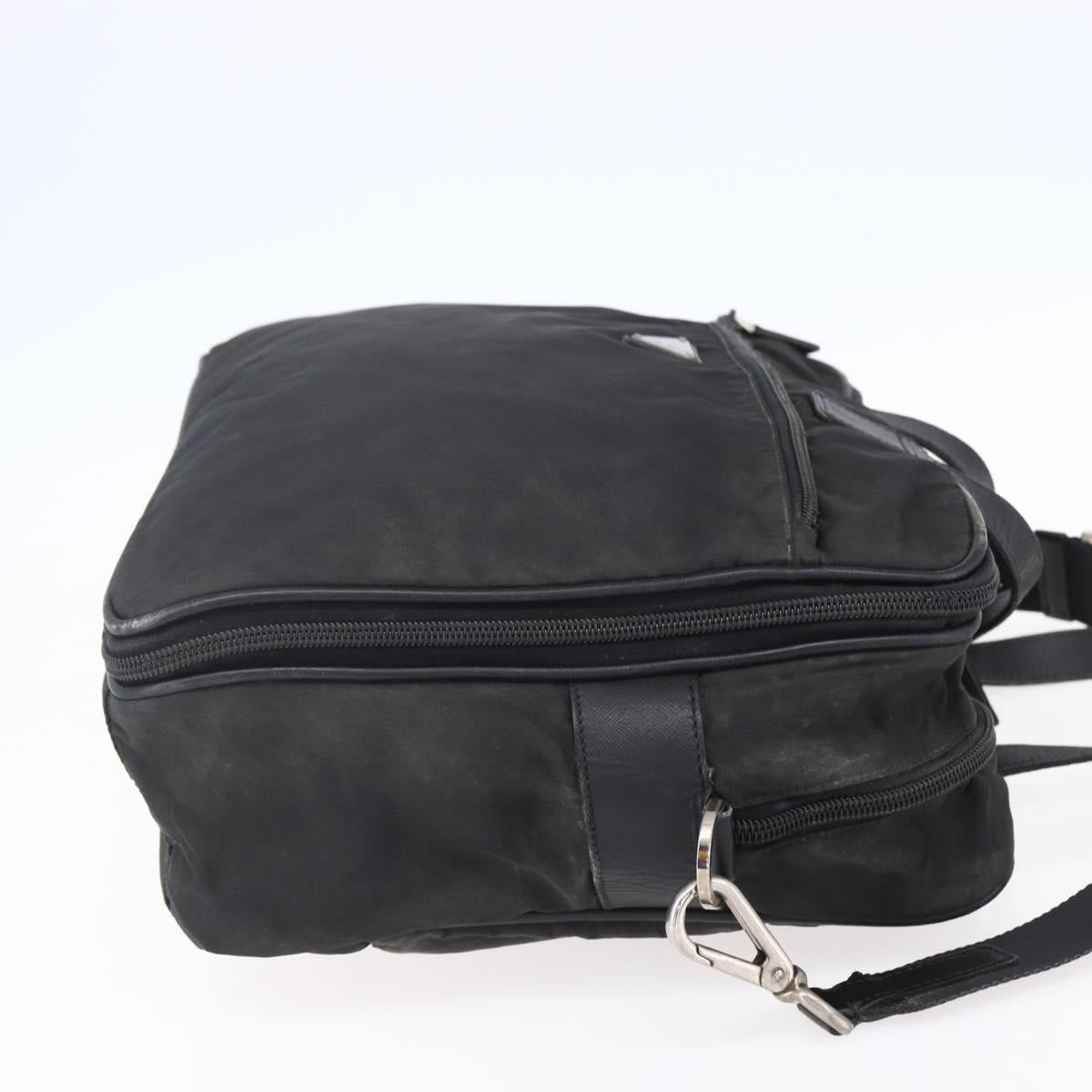 PRADA Hand Bag Nylon 2way Black Silver Auth ka171