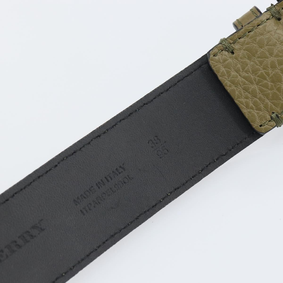 BURBERRY Studs Belt Leather 41.3"" Khaki Auth ka1714V
