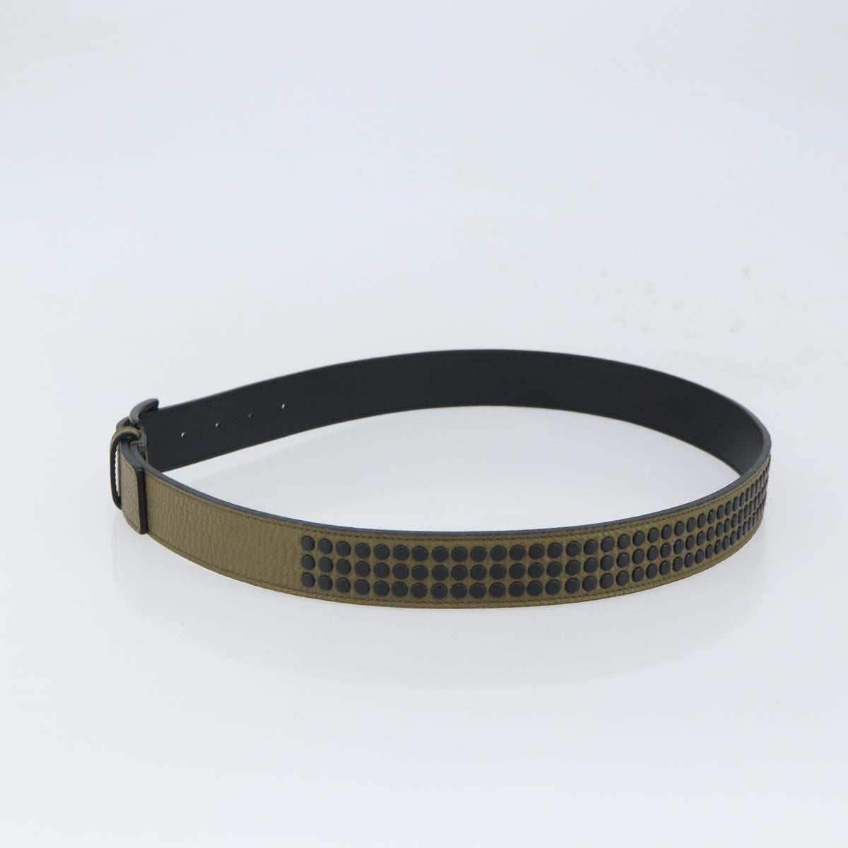 BURBERRY Studs Belt Leather 41.3"" Khaki Auth ka1714V