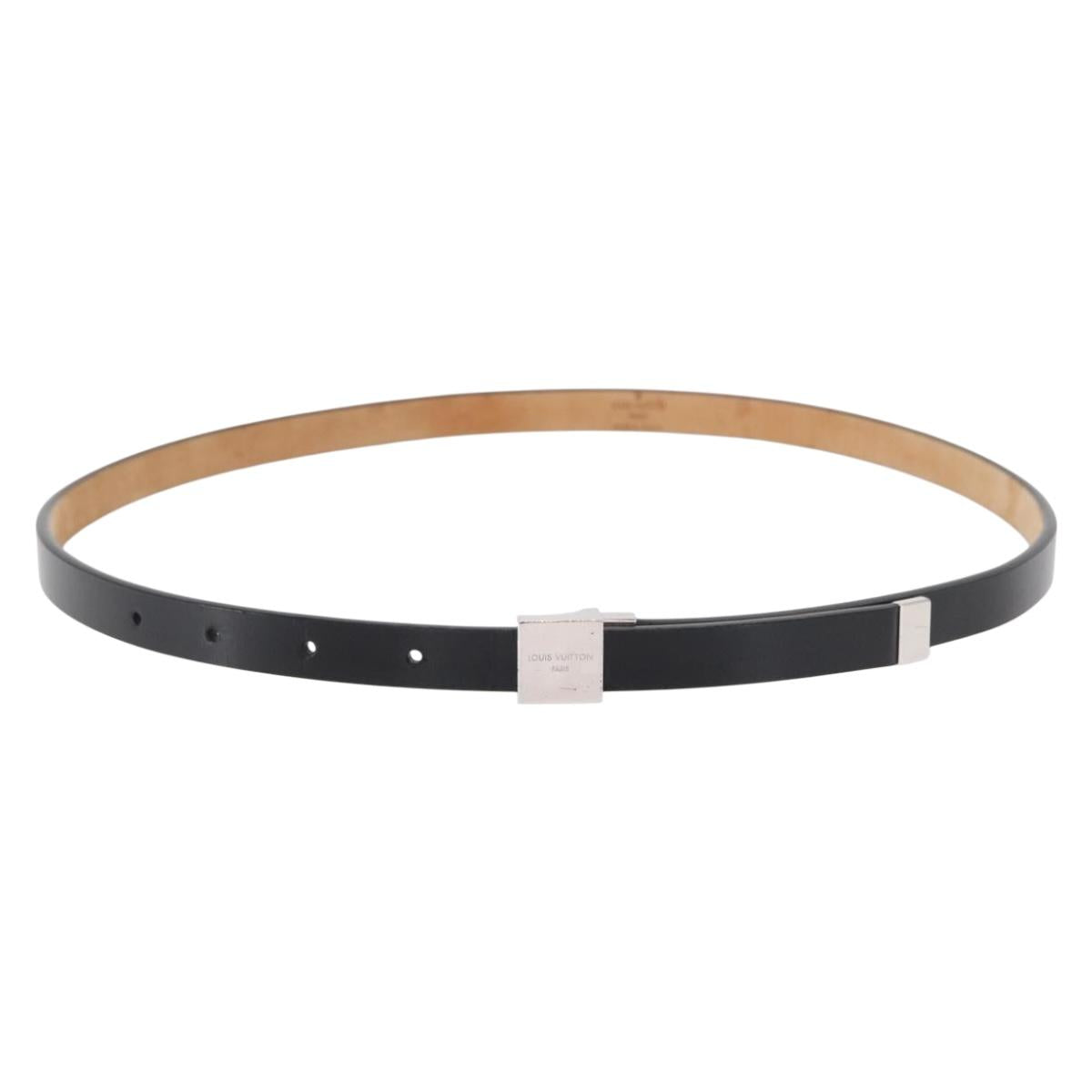 LOUIS VUITTON Ceinture Carre Belt Leather 37"" Black LV Auth ka1715
