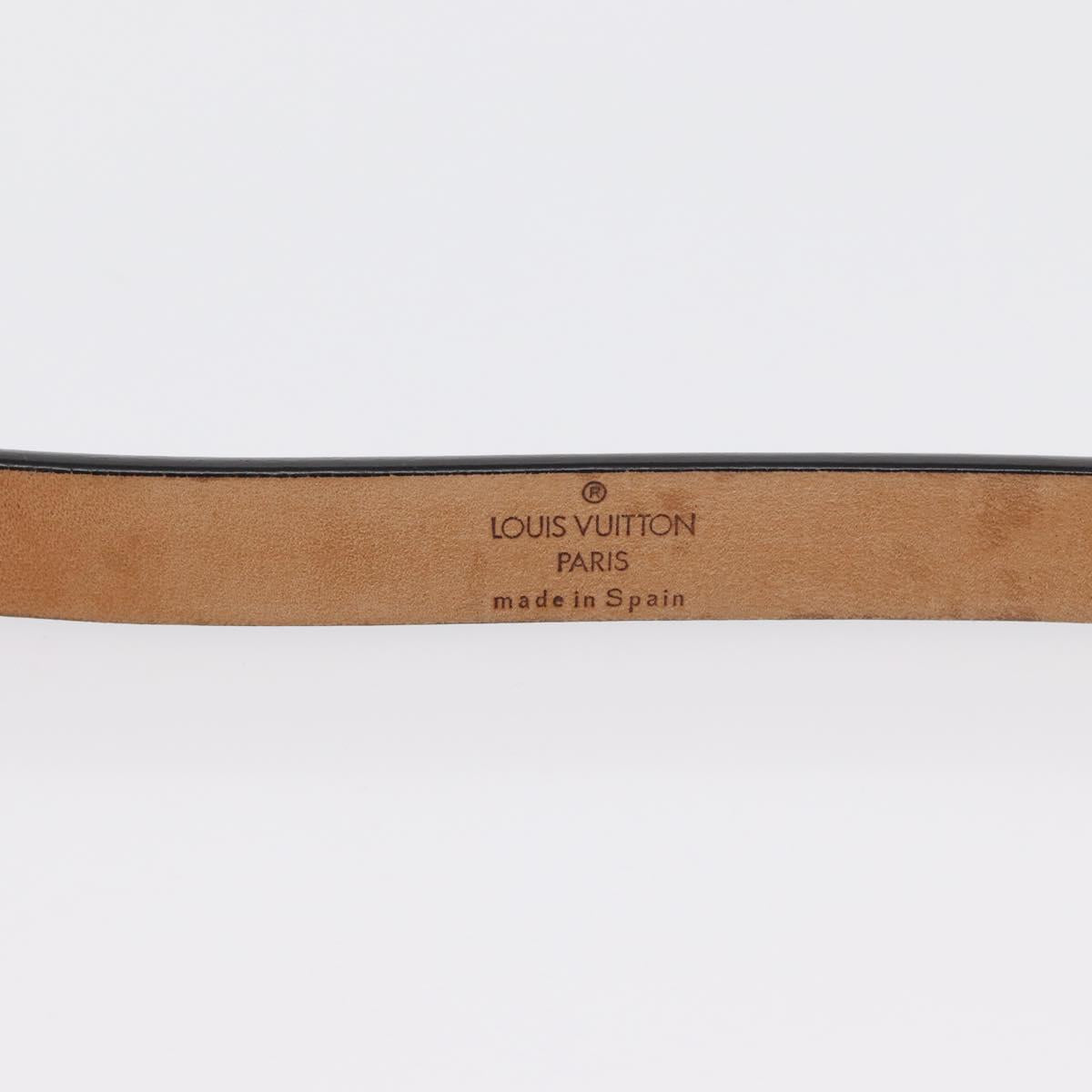 LOUIS VUITTON Ceinture Carre Belt Leather 37"" Black LV Auth ka1715