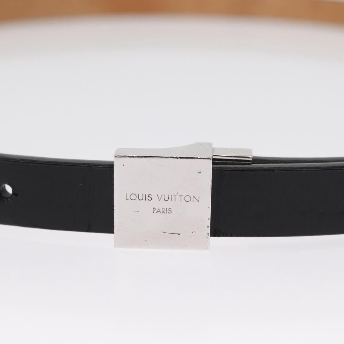 LOUIS VUITTON Ceinture Carre Belt Leather 37"" Black LV Auth ka1715