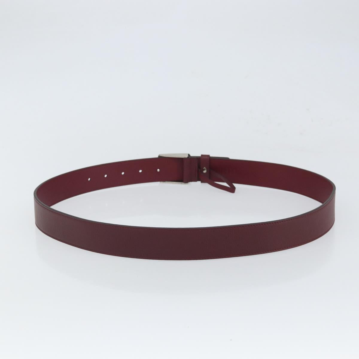 GUCCI Belt Leather 43.7"" Bordeaux Silver 387031 Auth ka1716V