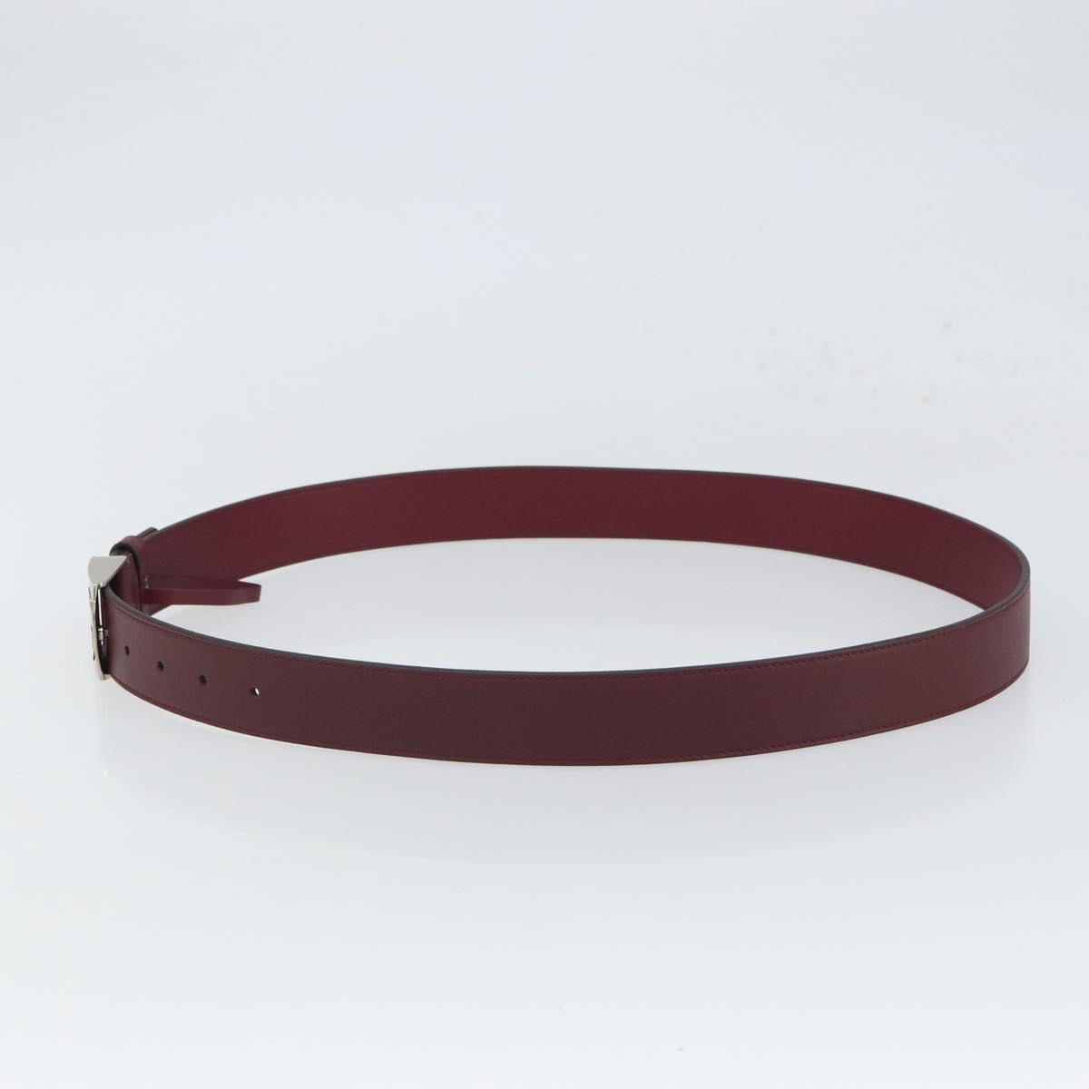 GUCCI Belt Leather 43.7"" Bordeaux Silver 387031 Auth ka1716V