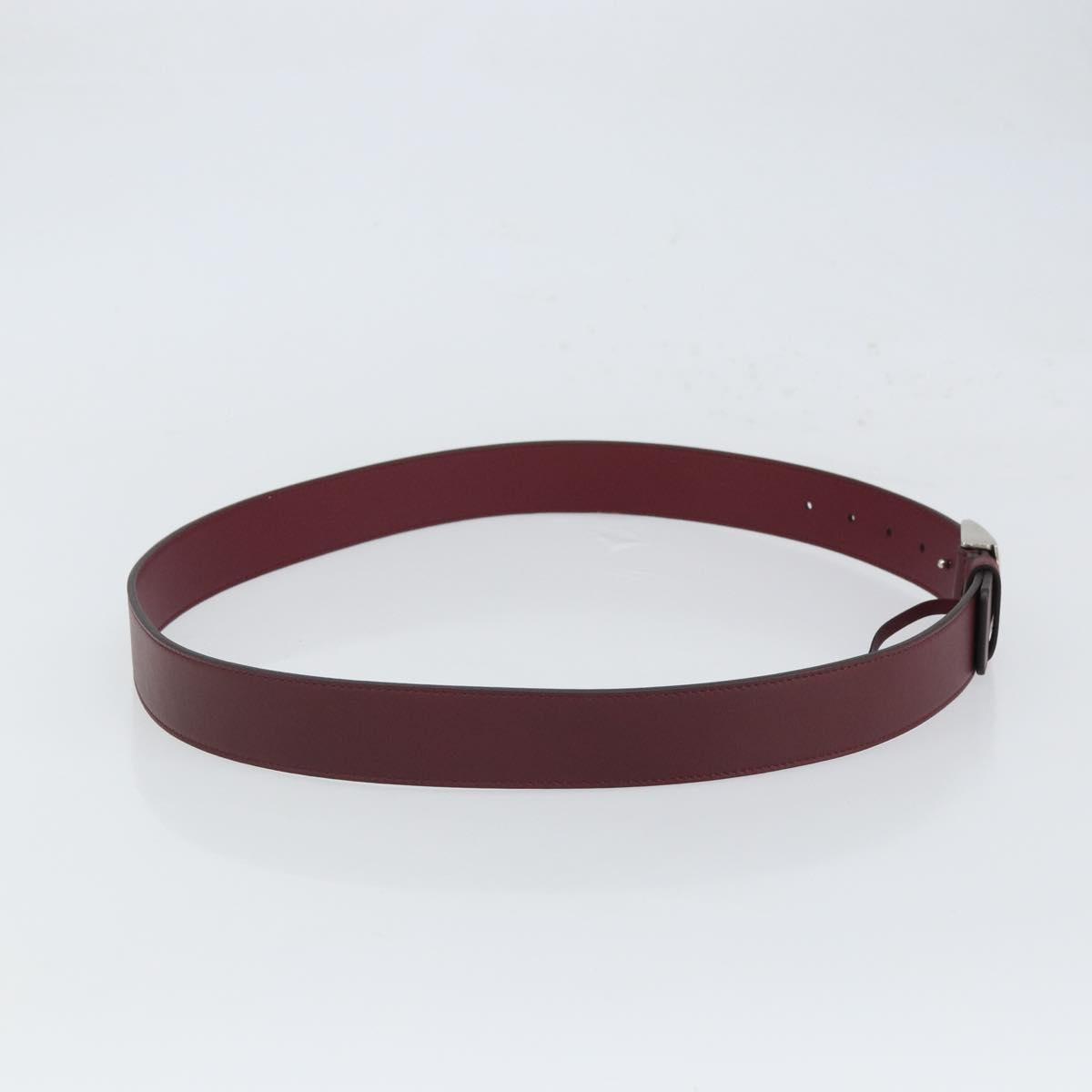GUCCI Belt Leather 43.7"" Bordeaux Silver 387031 Auth ka1716V