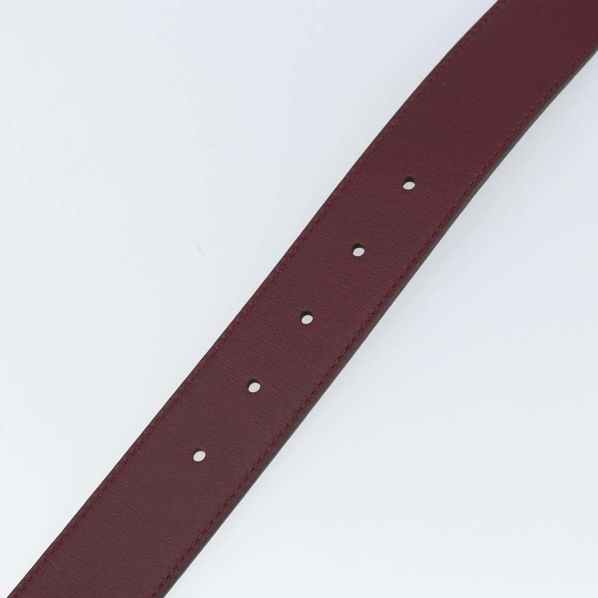 GUCCI Belt Leather 43.7"" Bordeaux Silver 387031 Auth ka1716V